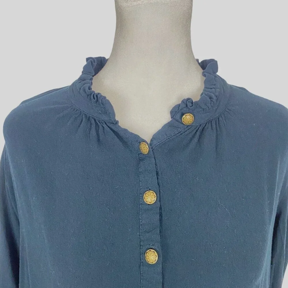 FREE PEOPLE‎ Women Blouse Size S Blue Long Sleeve Button Down Casual 76-2